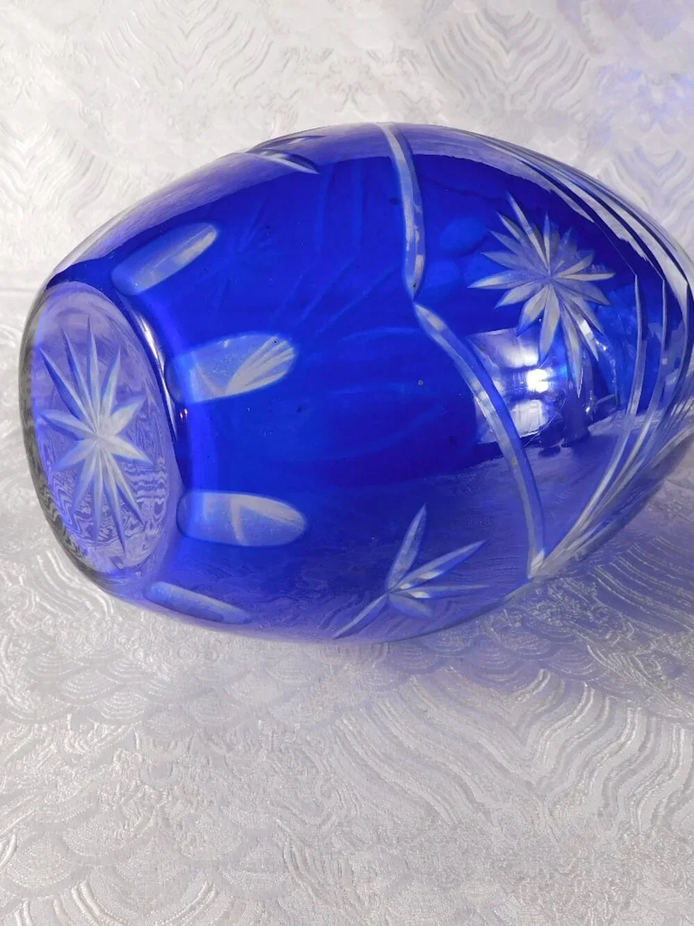 Blue Cut to Clear Vase # 27707
